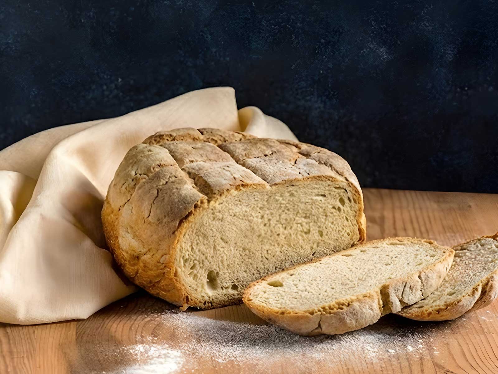 Garlic bread recipe made from stale bread on a wooden board